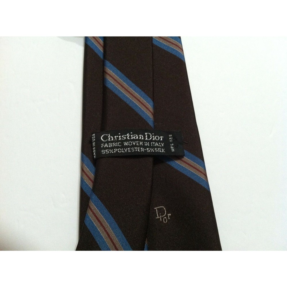 CHRISTIAN DIOR VINTAGE MENS DARK BROWN 95%POLYESTER 5%SILK CLASSIC TIE WIDTH:3" - Picture 4 of 4